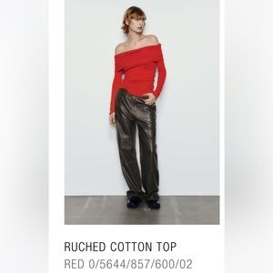 ZARA Red Ruched Top